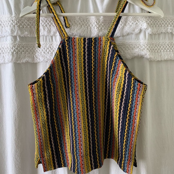 Madewell Crochet Tie Shoulder Rainbow Tank Top XS - Picture 7 of 7